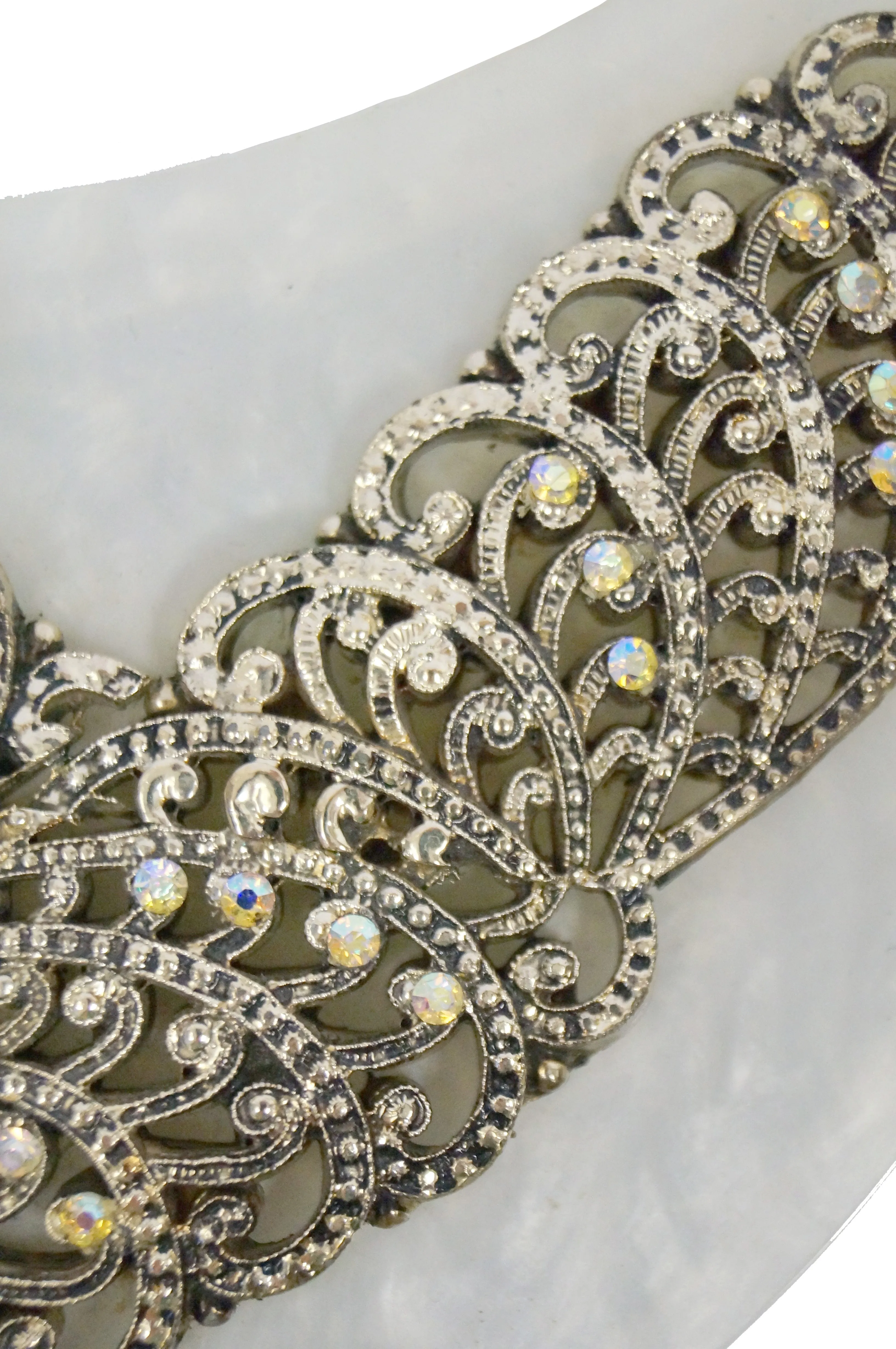 1950s Wilardy Pearlescent Half Moon Lucite Purse