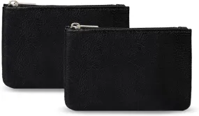 2 Pack Coin Purse, Portable PU Leather Coin Purse with Zipper Coin Purse Mini Change Purse Small Coin Purse for Women Credit Card Folded Bills ID Key Headset Lipstick(Black&Black)