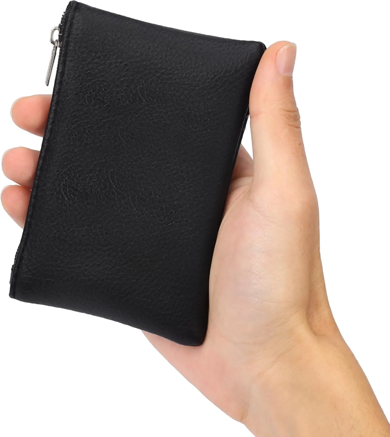 2 Pack Coin Purse, Portable PU Leather Coin Purse with Zipper Coin Purse Mini Change Purse Small Coin Purse for Women Credit Card Folded Bills ID Key Headset Lipstick(Black&Coffee)