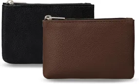 2 Pack Coin Purse, Portable PU Leather Coin Purse with Zipper Coin Purse Mini Change Purse Small Coin Purse for Women Credit Card Folded Bills ID Key Headset Lipstick(Black&Coffee)