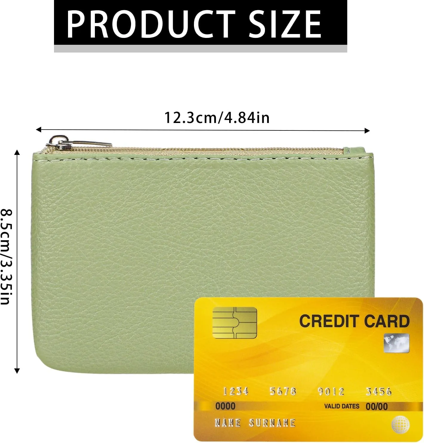 2 Pack Coin Purse, Portable PU Leather Coin Purse with Zipper Coin Purse Mini Change Purse Small Coin Purse for Women Credit Card Folded Bills ID Key Headset Lipstick(Black&Green)