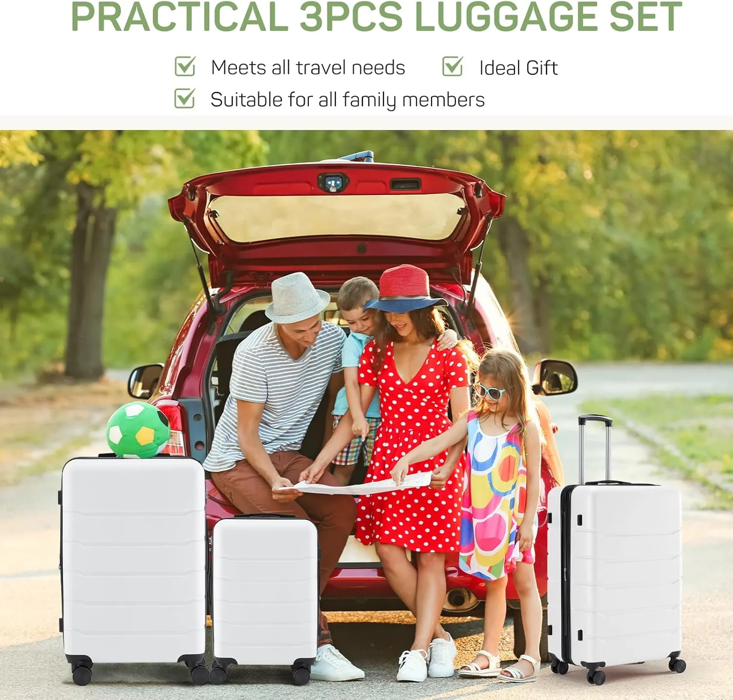 28 Inch Luggage Suitcase with TSA Lock, Hard Shell Rolling Suitcase with Spinner Wheels, Expandable Lightweight Luggage, White