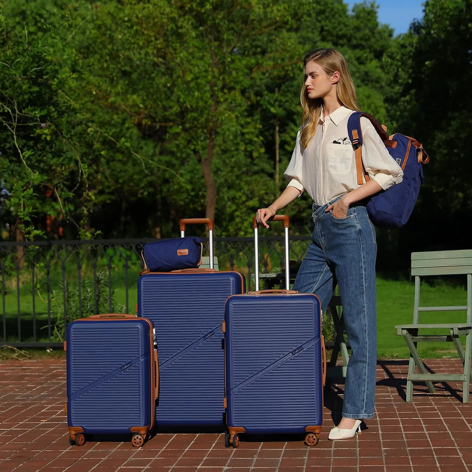 5-Piece Luggage Set 22x14x9 Airline Approved, ABS Hard Case Suitcases with Spinner Wheels, TSA Lock, Durable Waterproof Travel Luggage