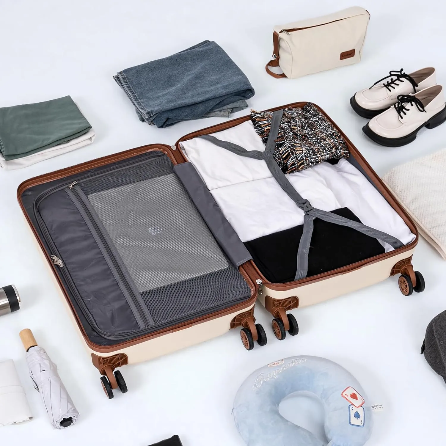 5 Piece Luggage Sets with Spinner Wheels, Hardshell ABS Suitcase Set with Tsa Lock, Lightweight Hardside Waterproof Travel Suitcases for Men Women, Navy (20"/24"/28")