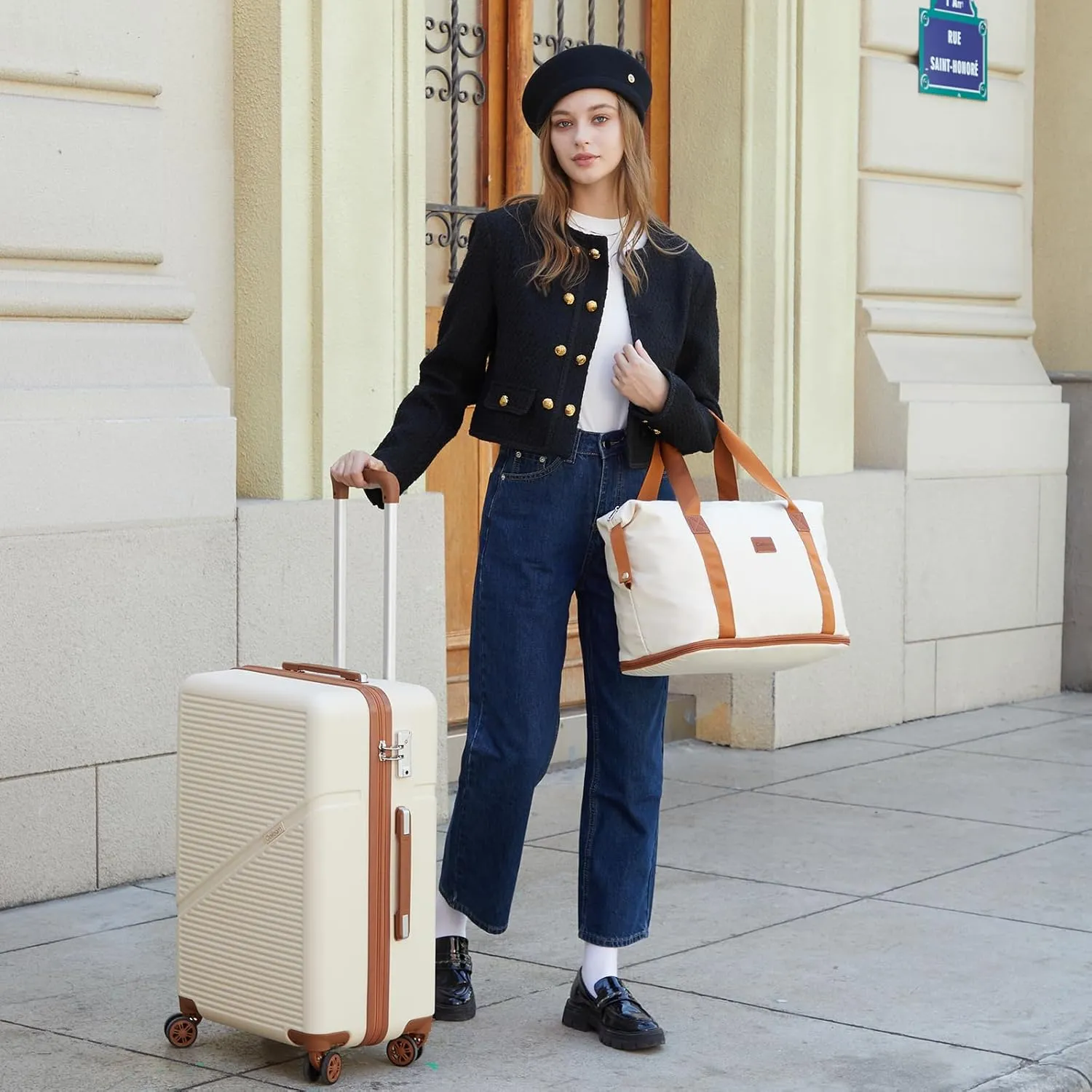 5 Piece Luggage Sets with Spinner Wheels, Hardshell ABS Suitcase Set with Tsa Lock, Lightweight Hardside Waterproof Travel Suitcases for Men Women, Navy (20"/24"/28")