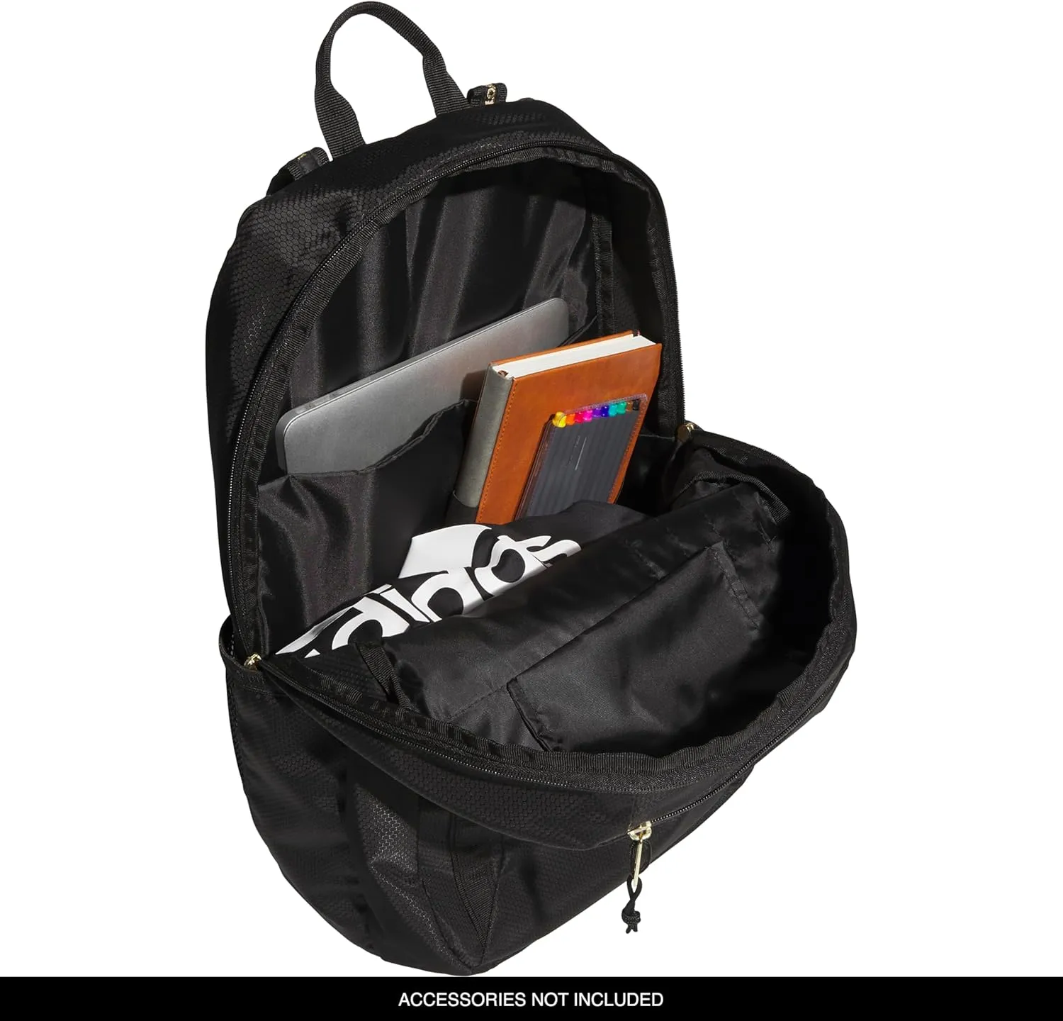 adidas Excel Laptop Durable Large Athletic Gym Backpack Bag, Black/Gold Metallic, One Size
