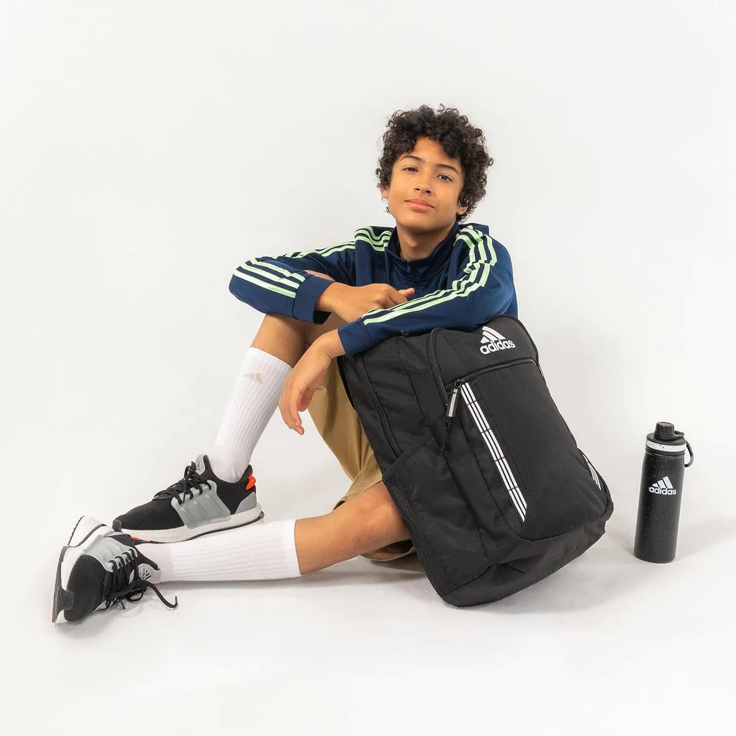 adidas Excel Laptop Durable Large Athletic Gym Backpack Bag, Black/Gold Metallic, One Size