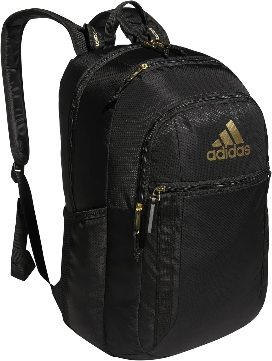 adidas Excel Laptop Durable Large Athletic Gym Backpack Bag, Black/Gold Metallic, One Size