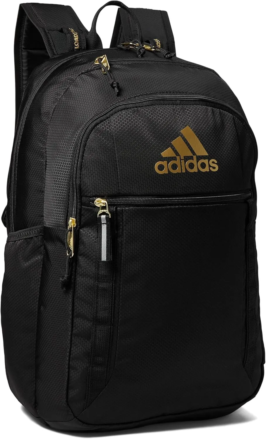 adidas Excel Laptop Durable Large Athletic Gym Backpack Bag, Black/Gold Metallic, One Size