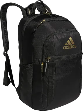 adidas Excel Laptop Durable Large Athletic Gym Backpack Bag, Black/Gold Metallic, One Size