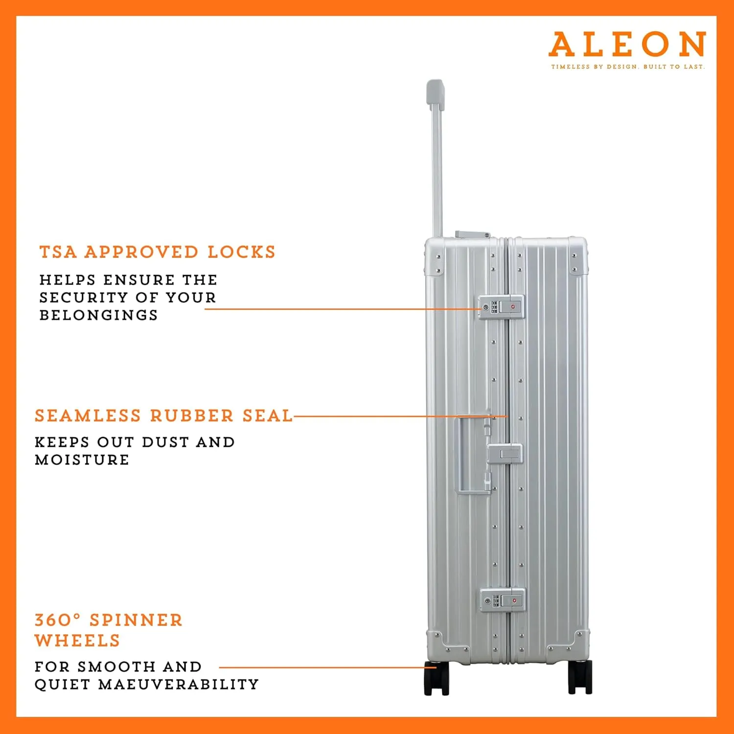 All Aluminum Lightweight 32" Macro Traveler Hardside Checked Luggage, Large Capacity, Hardshell Suitcase w/Spinner Wheels, Heavy Duty Roller for International Travel, Business Flight Size(Platinum)