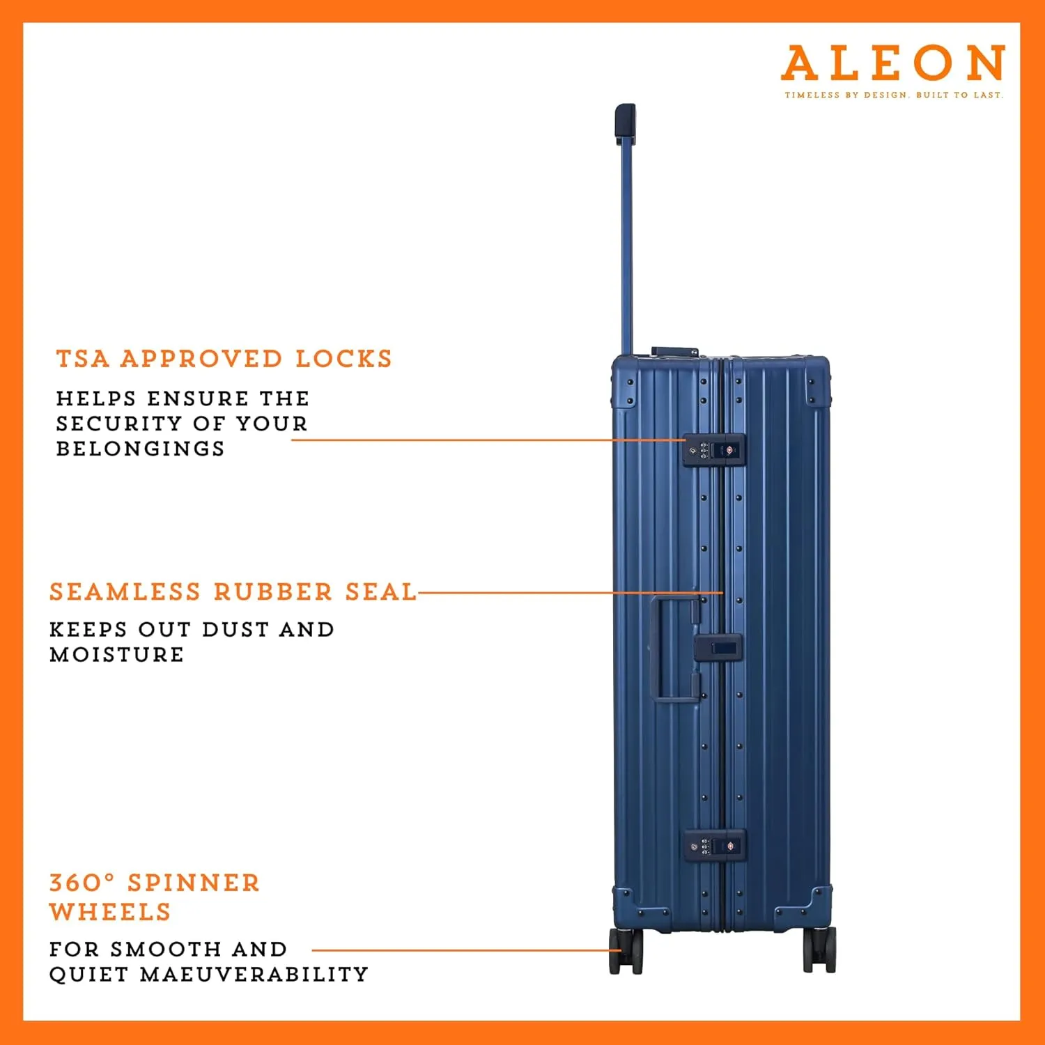 All Aluminum Lightweight 32" Macro Traveler Hardside Checked Luggage, Large Capacity, Hardshell Suitcase w/Spinner Wheels, Heavy Duty Roller for International Travel, Business Flight Size(Sapphire)
