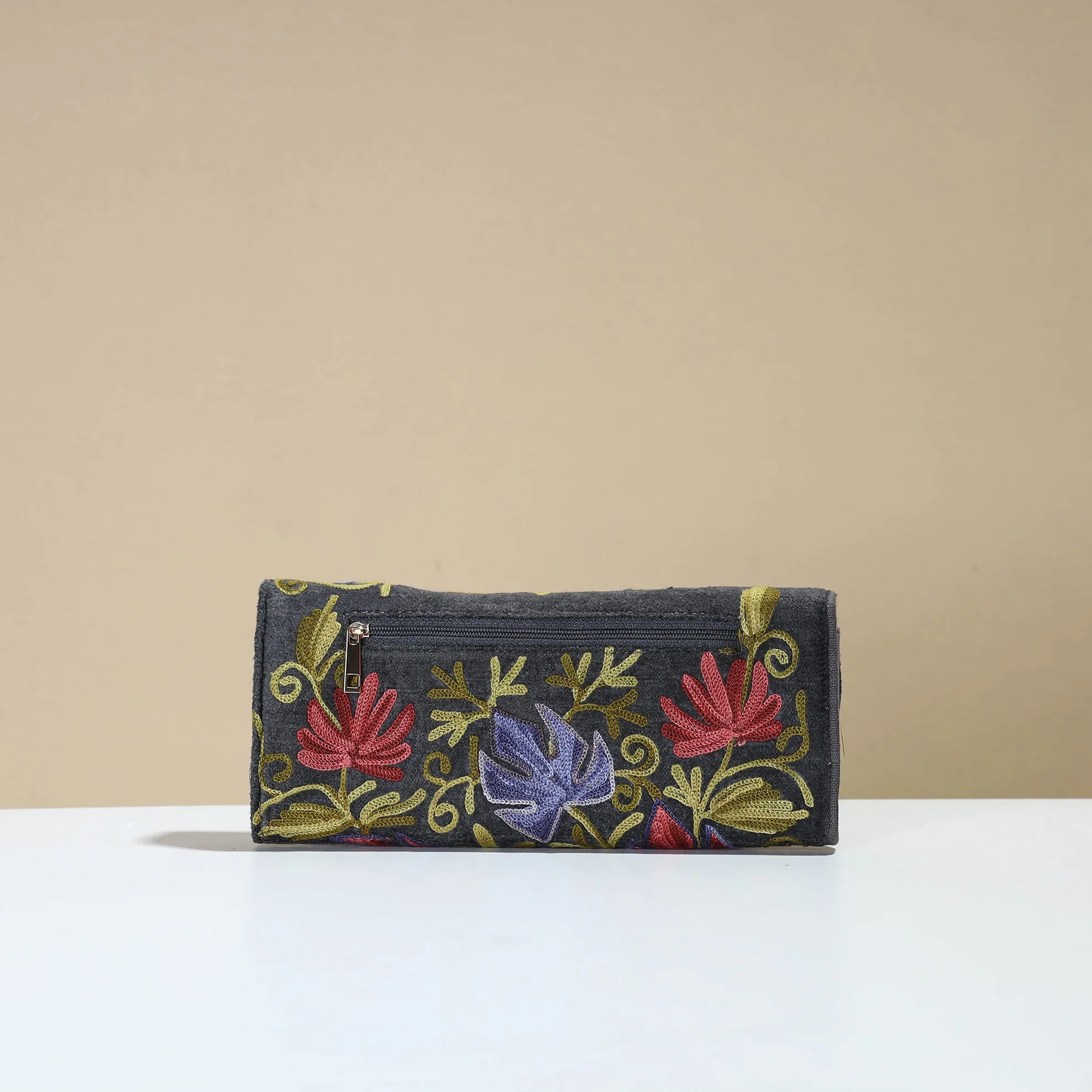 Authentic Kashmiri Crewel Embroidery Velvet Travel Wallet 78