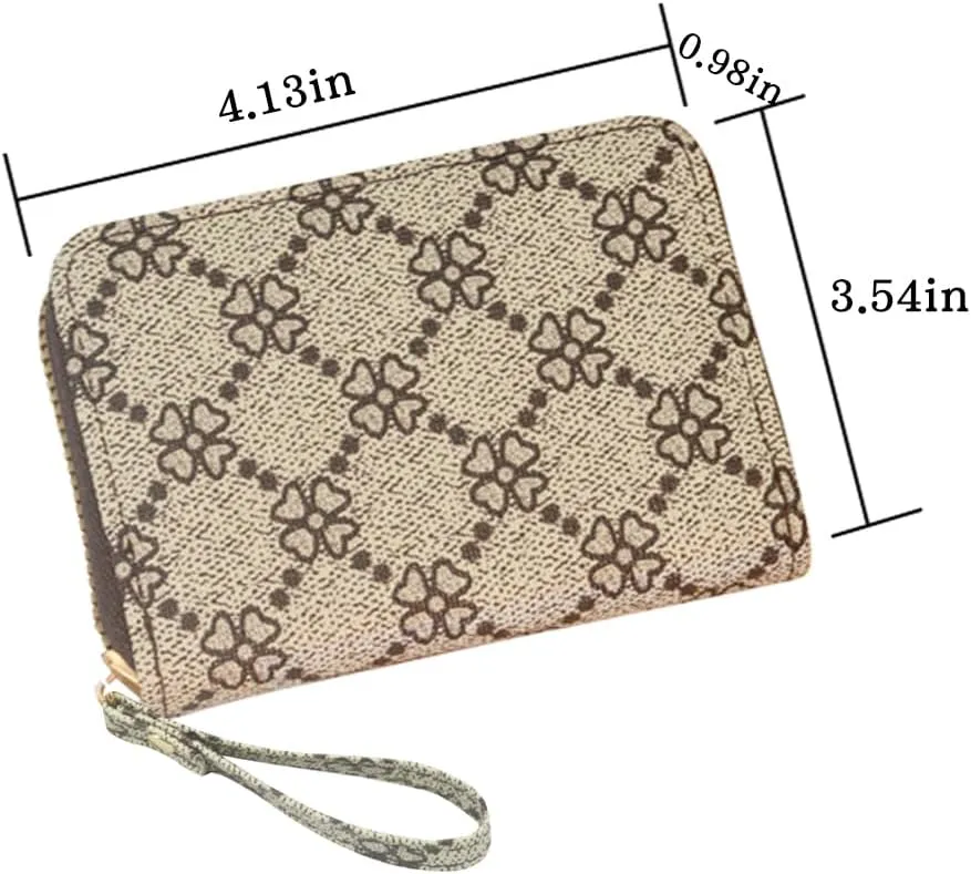 Card Wallets for Women Ladies Credit Card Holder RFID Blocking Small Card Holder Zipper Wallet Leather Coin Purse