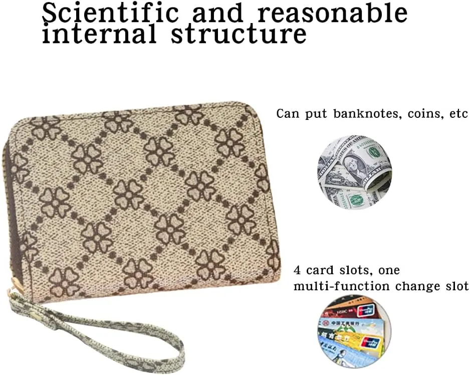 Card Wallets for Women Ladies Credit Card Holder RFID Blocking Small Card Holder Zipper Wallet Leather Coin Purse