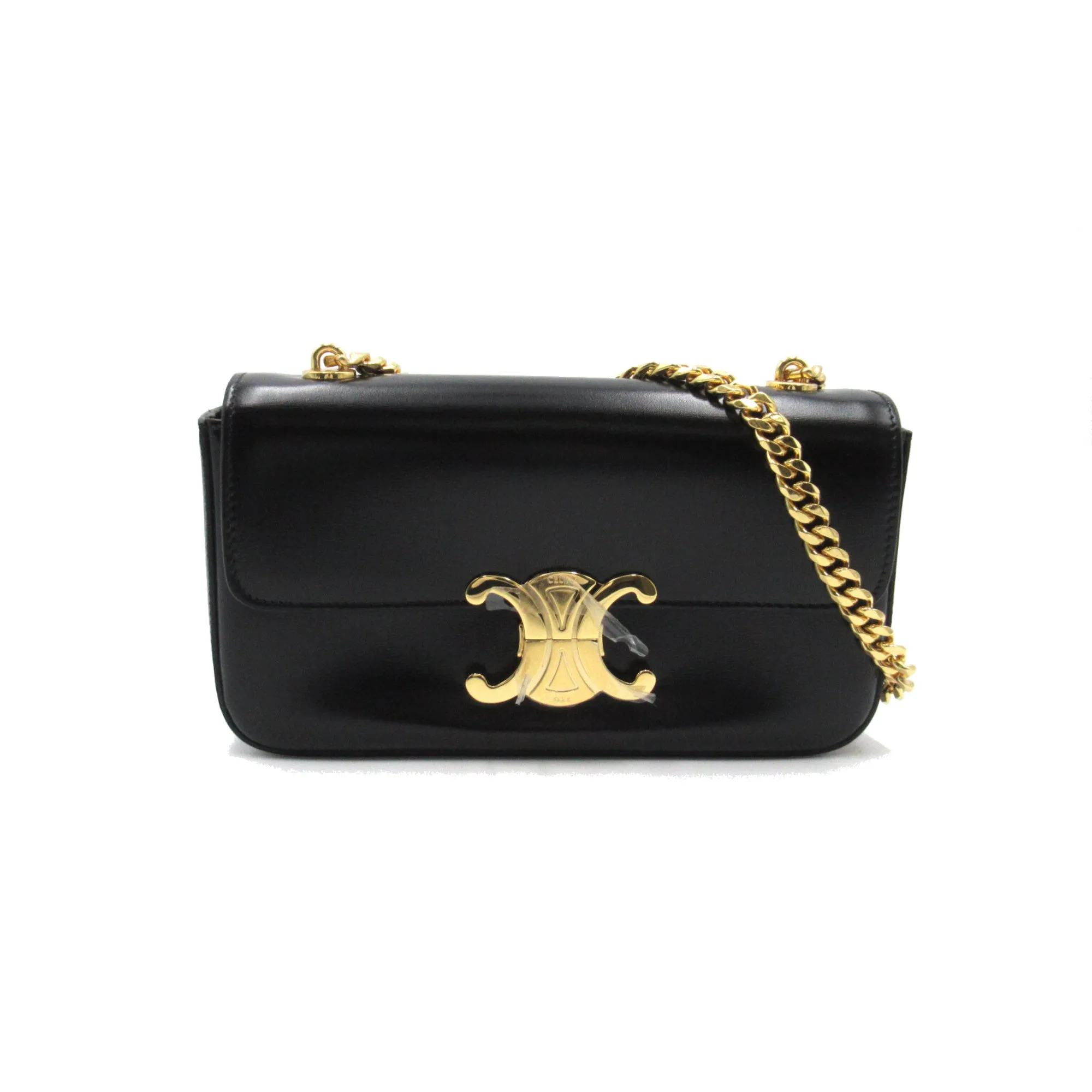 Celine ChainShoulder Black Calfskin [cowhide]