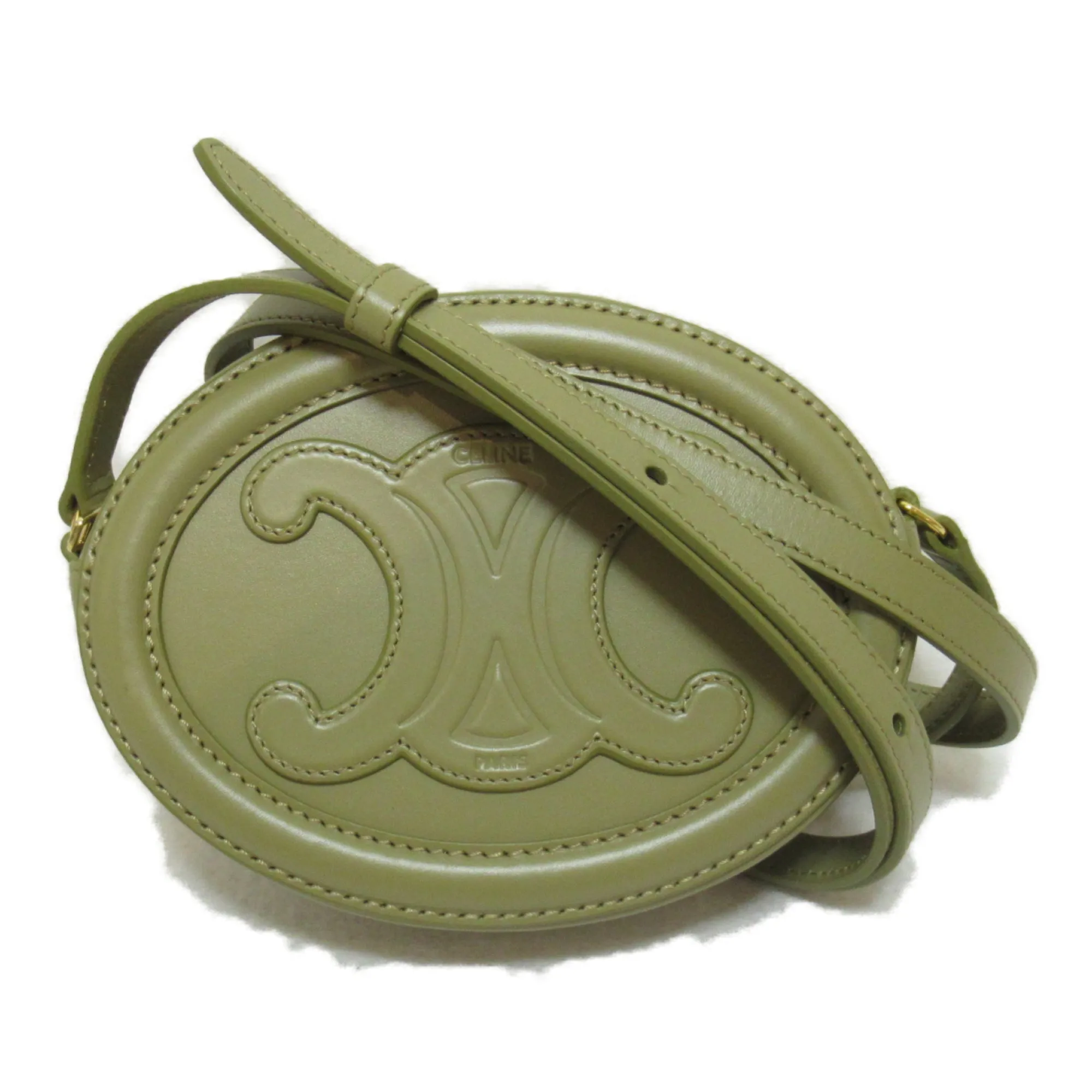 Celine Shoulder Bag Khaki Calfskin [cowhide]