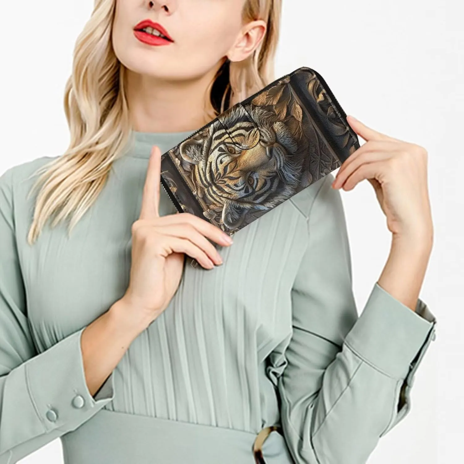 COEQINE Ladies Wallets Pink Leopard Heart Black Printed Leather Phone Long Clutch Purses Check Coin Change Holder
