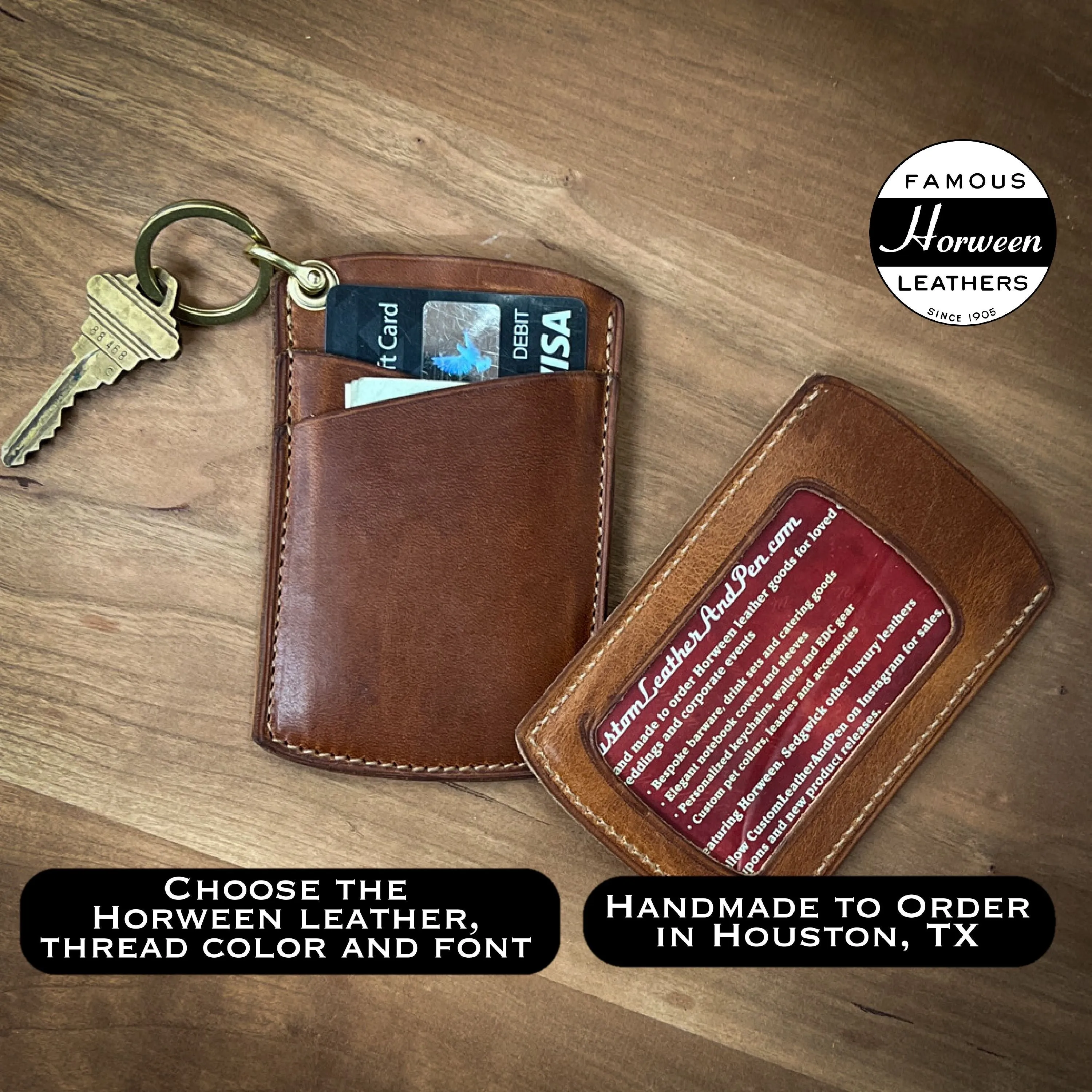 Compact Keychain Wallets in Horween Leather | Handmade to Order