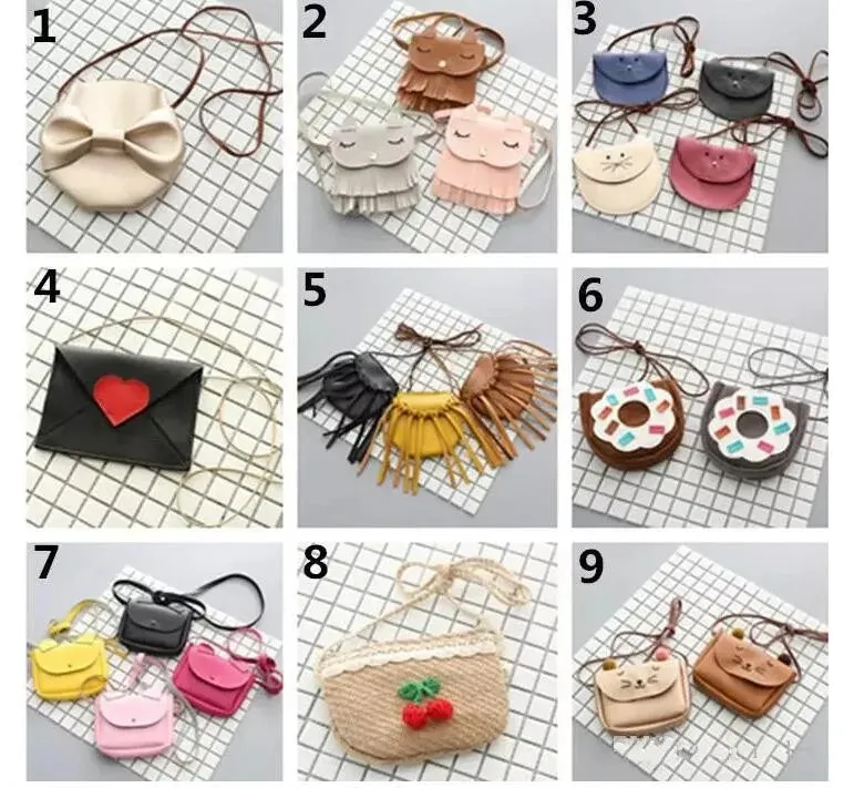 Cute Kids Coin Purse Little Girls Rabbit Messenger Bags Baby Girls Cat Messenger Bags Animal Fashion Decoration Bags Gifts