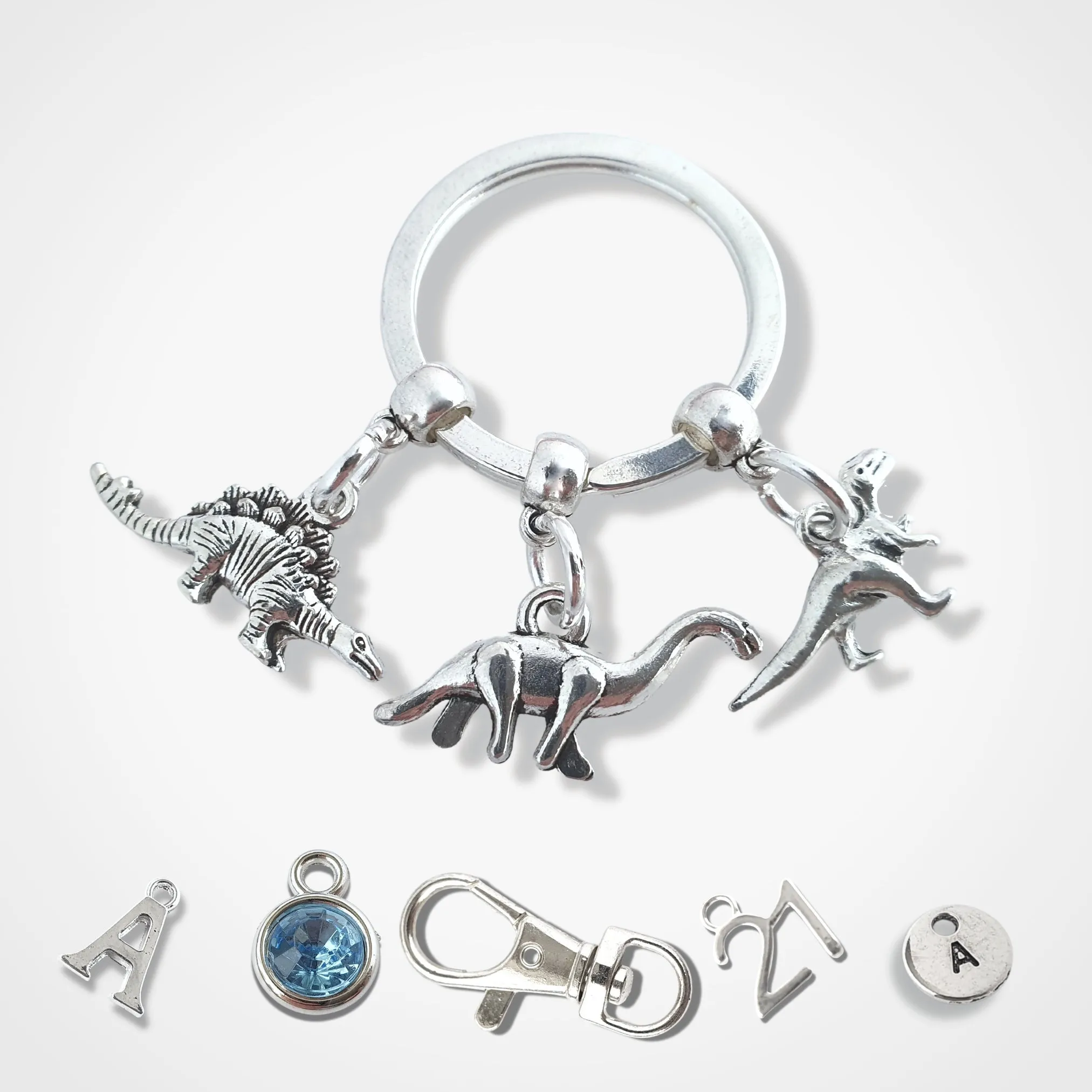 Dinosaur Keyring - Silver