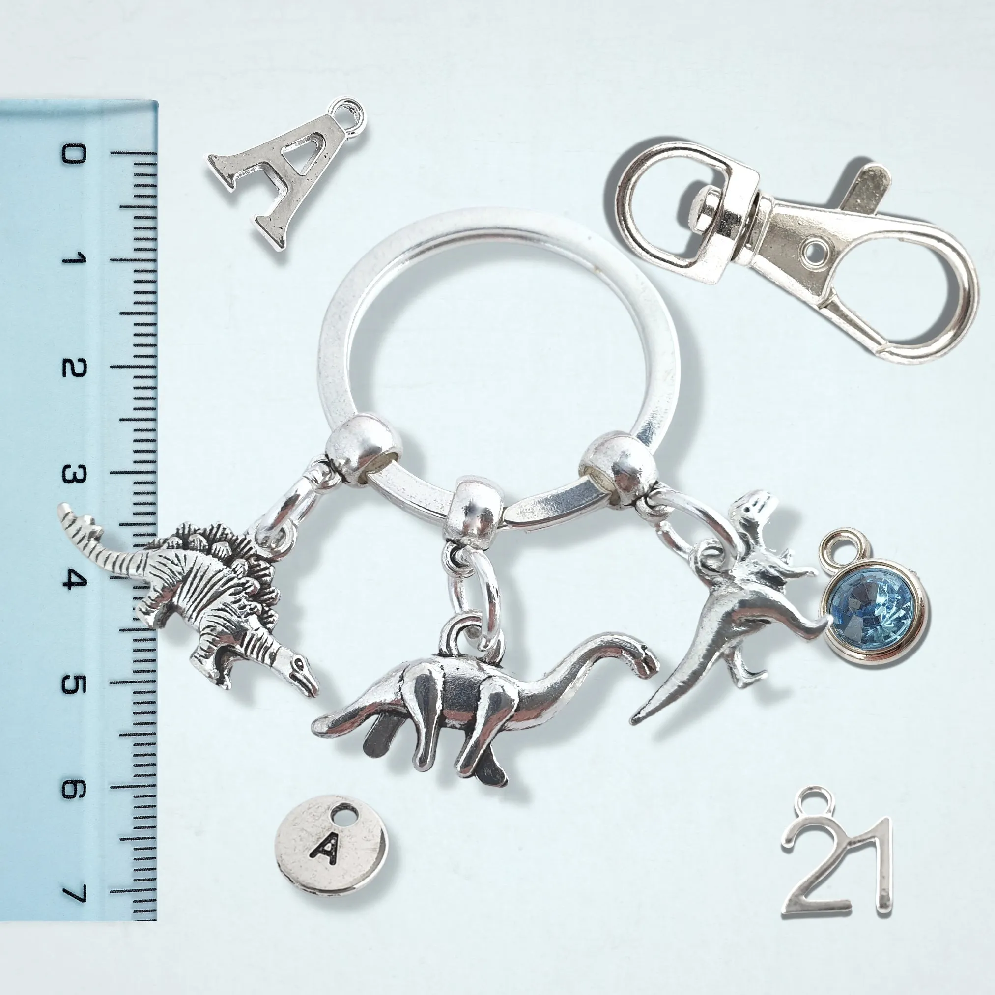Dinosaur Keyring - Silver