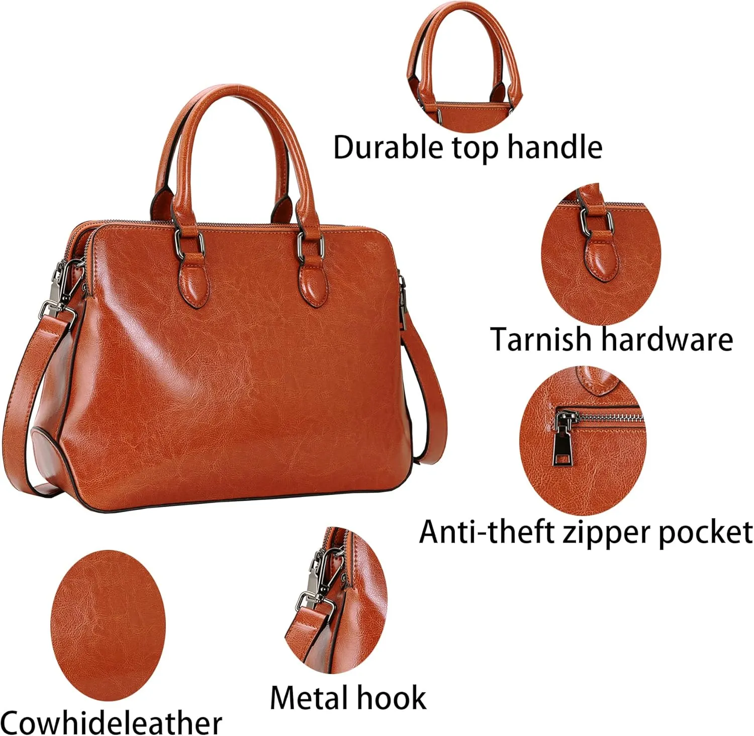 HESHE Genuine Leather Purses and Handbags for Women Tote Bags Shoulder Purses Crossbody Bag Top Handle Handbags