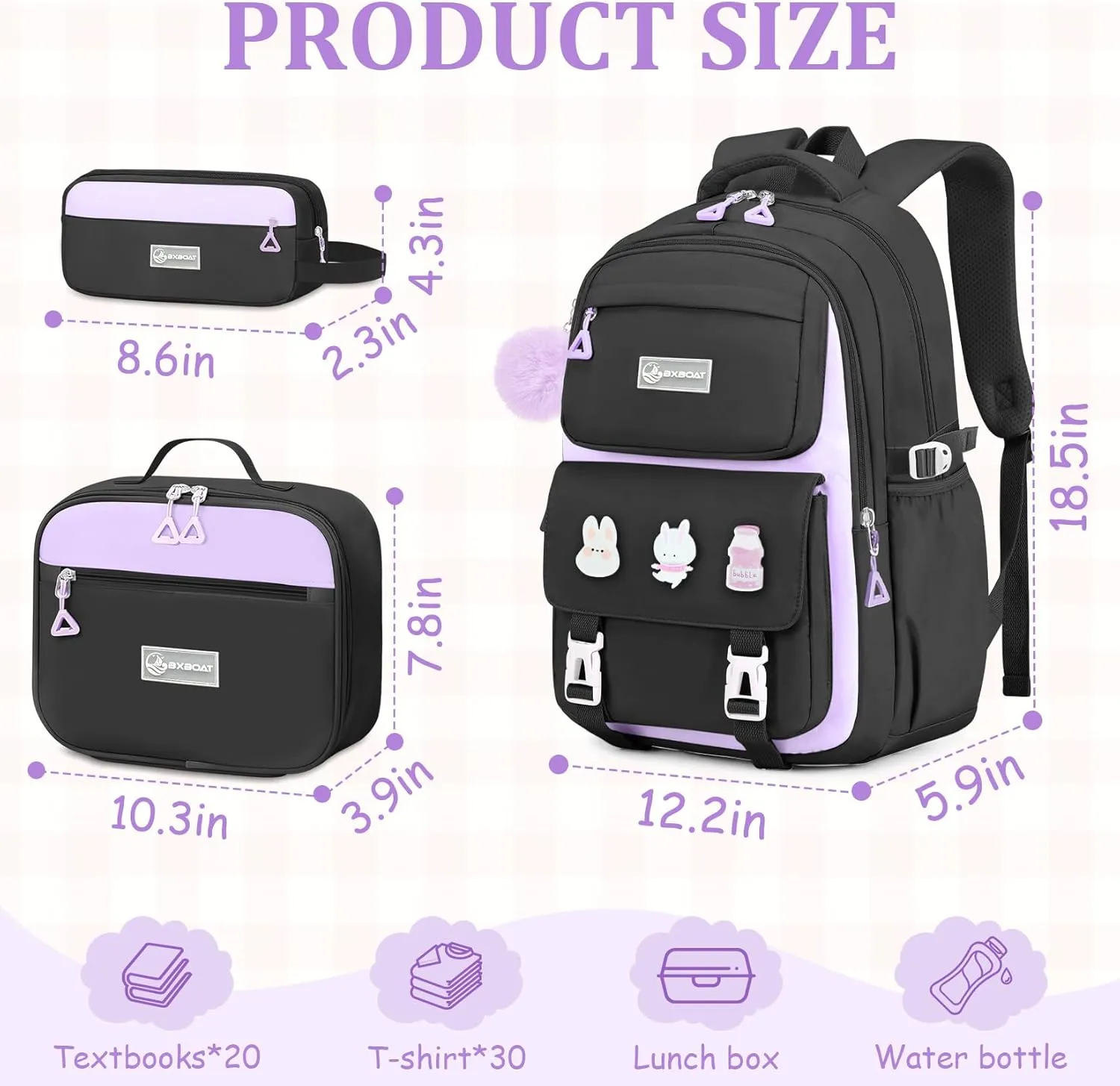 Kids Backpacks for Girls - Cute Girls Backpack for Elementary, Middle and High School Students - 18" School Bookbag
