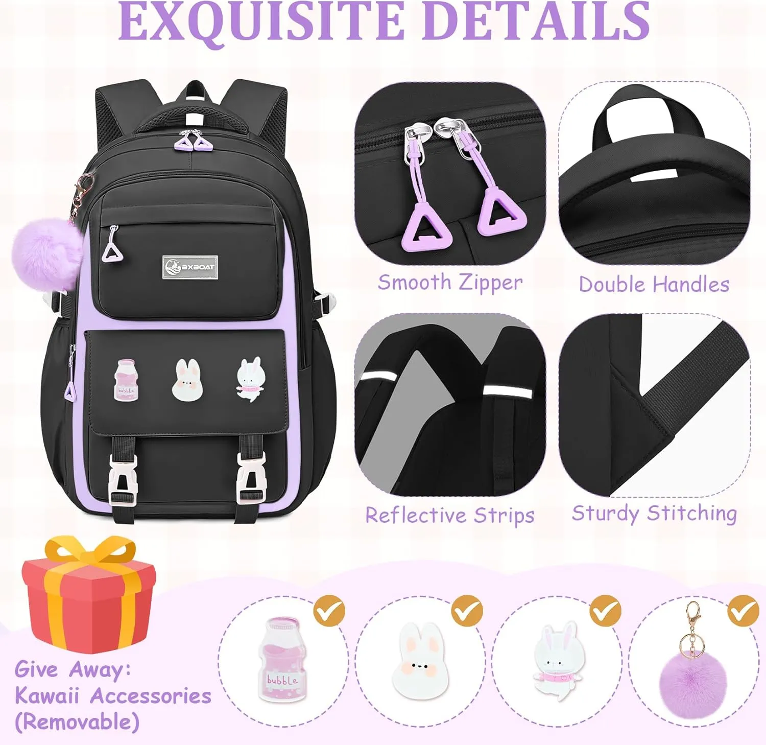 Kids Backpacks for Girls - Cute Girls Backpack for Elementary, Middle and High School Students - 18" School Bookbag