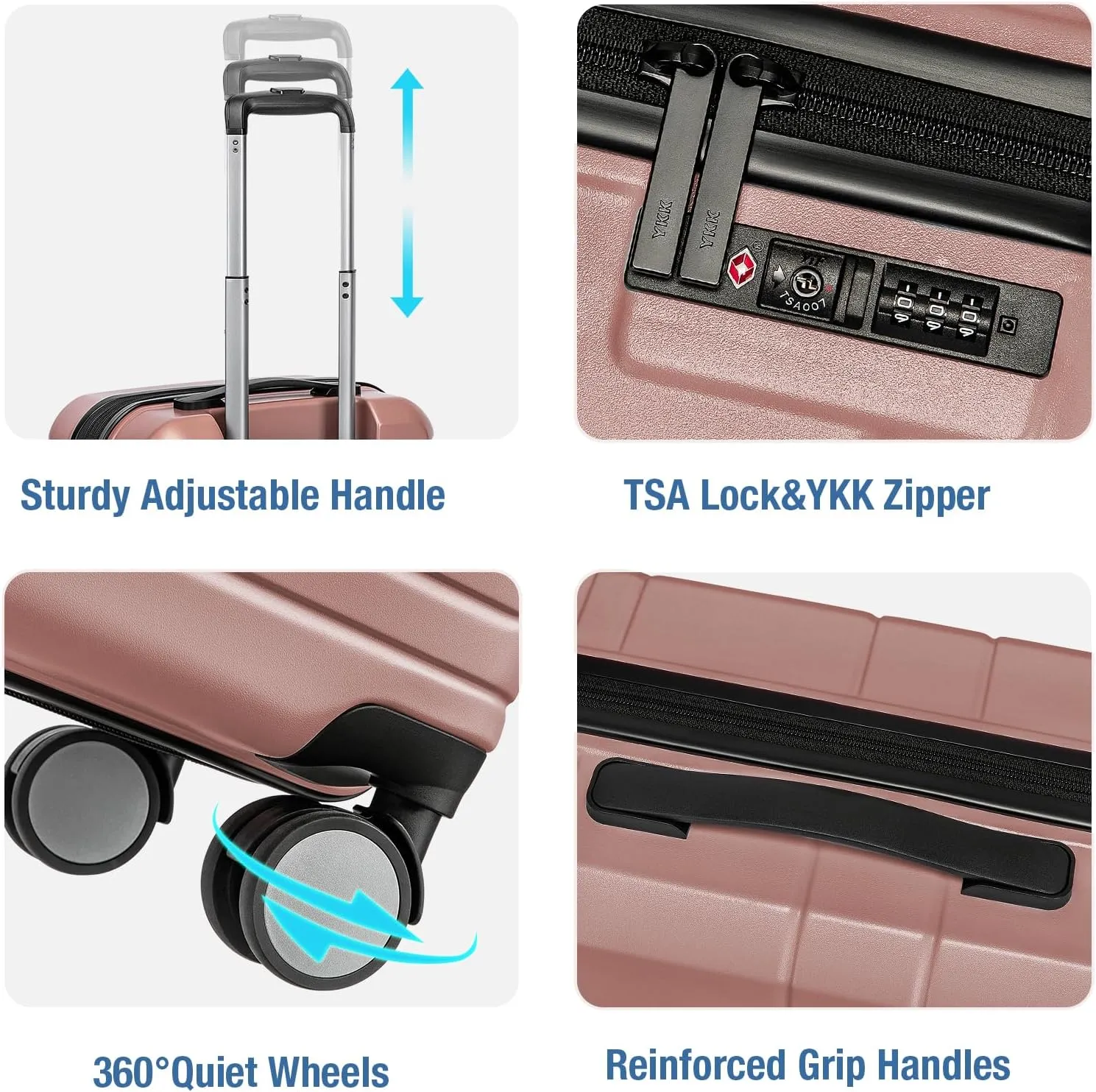 KYME Carry On Luggage 22x14x9 Airline Approved Expandable Carry-On Suitcase with Spinner Wheels Hardside Small Lightweight Rolling Travel Luggage with TSA Lock 20-Inch Suitcase Rose Gold