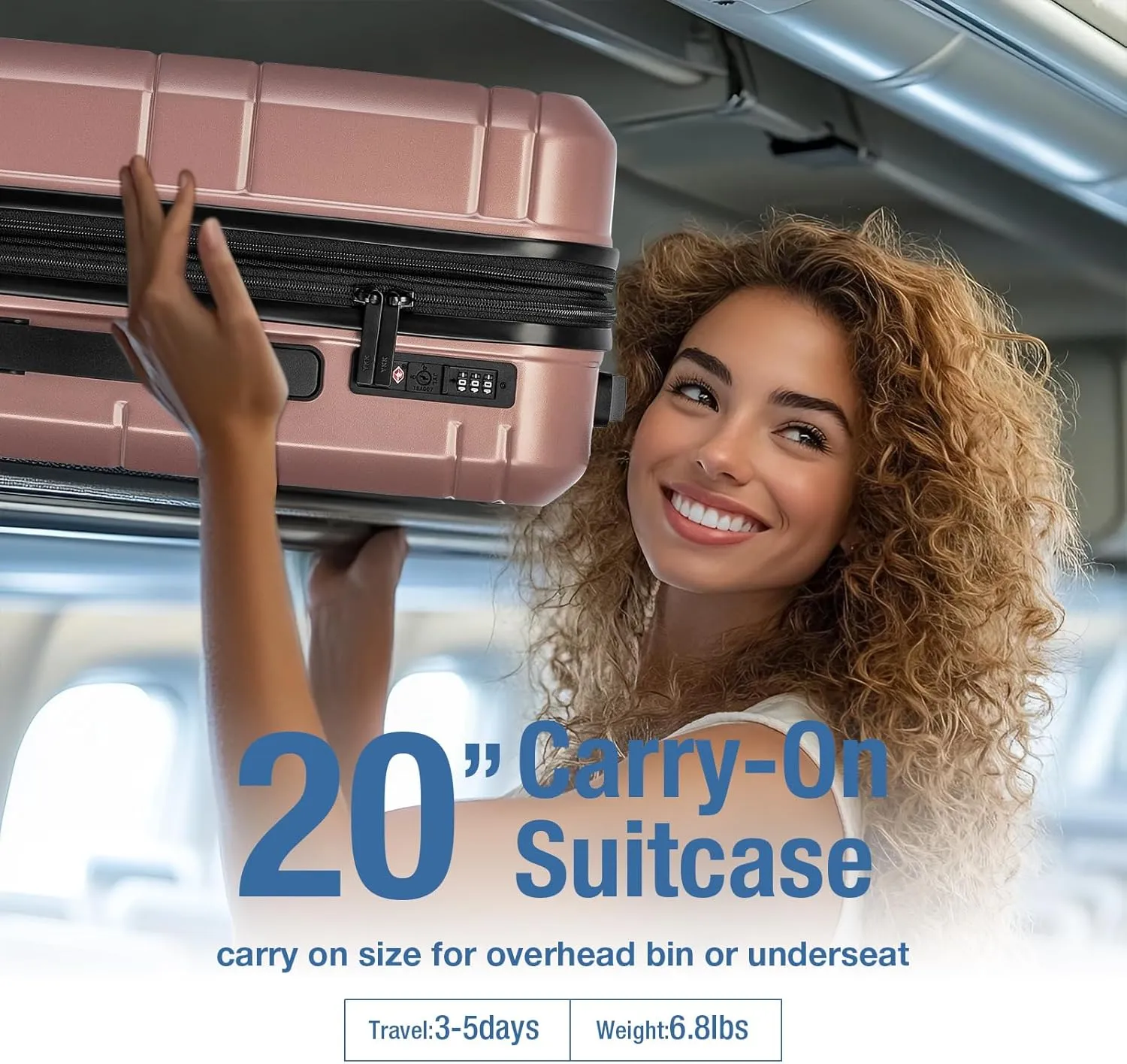 KYME Carry On Luggage 22x14x9 Airline Approved Expandable Carry-On Suitcase with Spinner Wheels Hardside Small Lightweight Rolling Travel Luggage with TSA Lock 20-Inch Suitcase Rose Gold