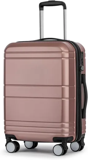 KYME Carry On Luggage 22x14x9 Airline Approved Expandable Carry-On Suitcase with Spinner Wheels Hardside Small Lightweight Rolling Travel Luggage with TSA Lock 20-Inch Suitcase Rose Gold