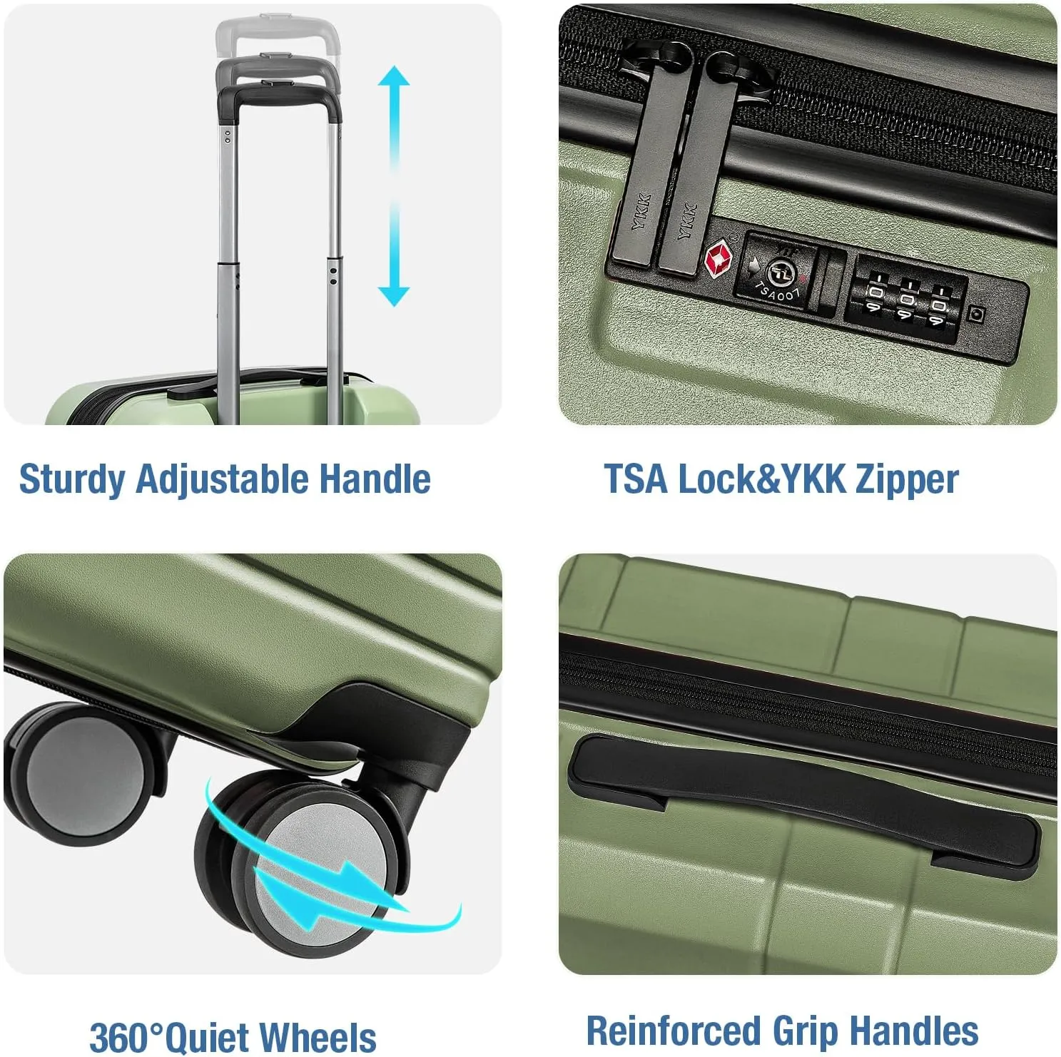 KYME Expandable Carry On Luggage with Spinner Wheels 22x14x9 Airline Approved Hardshell Small Luggage with Built-in TSA Lock 20 inch Carry On Suitcase Travel Rolling Luggage Lt Green