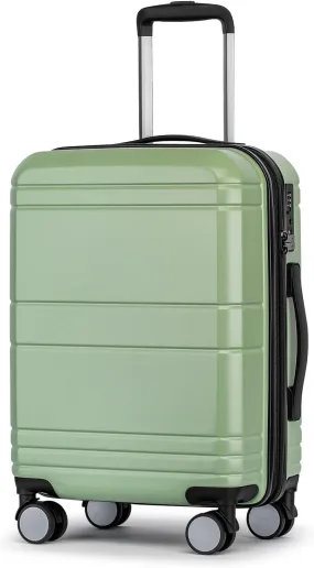 KYME Expandable Carry On Luggage with Spinner Wheels 22x14x9 Airline Approved Hardshell Small Luggage with Built-in TSA Lock 20 inch Carry On Suitcase Travel Rolling Luggage Lt Green