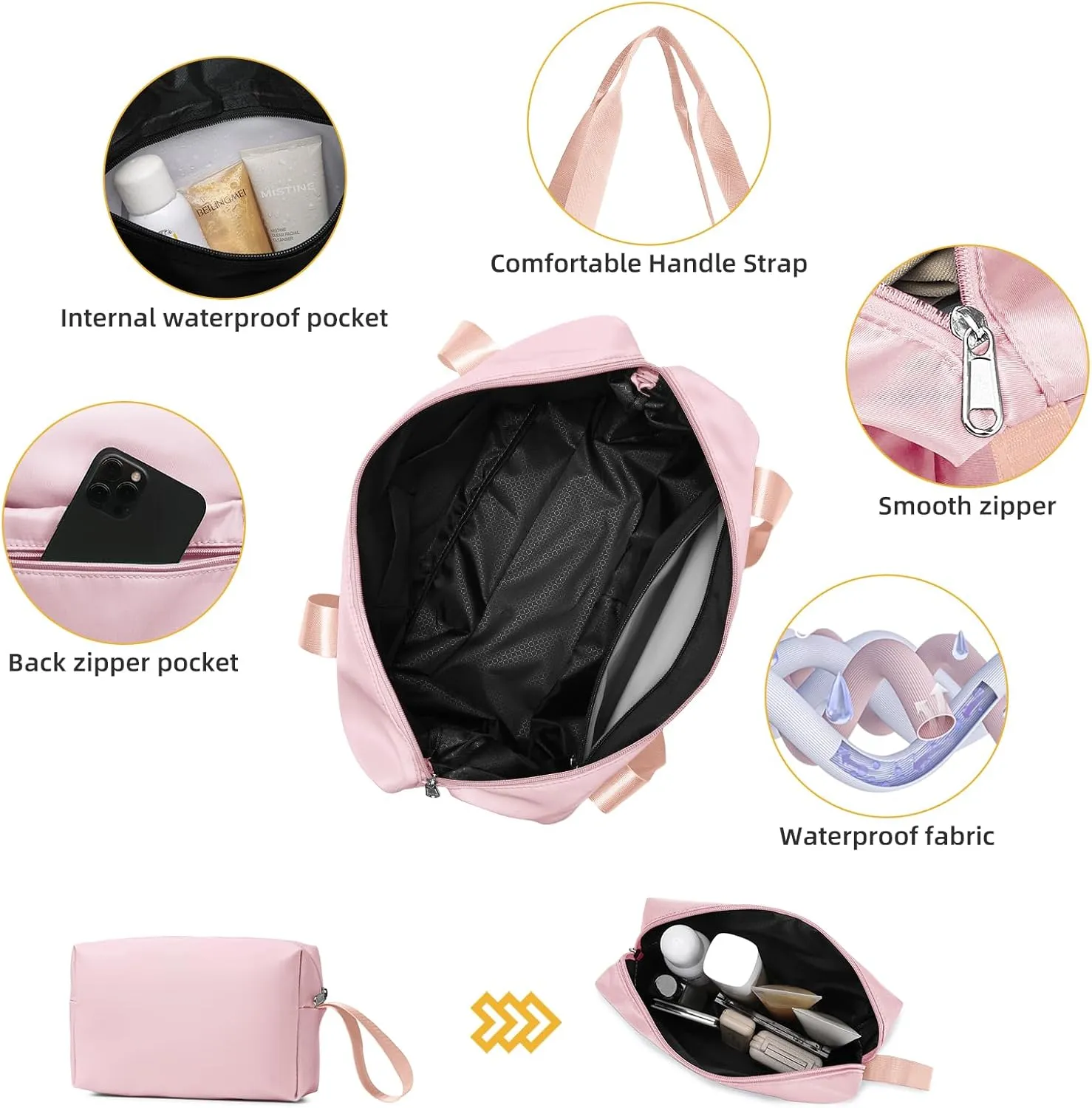 LARVENDER Luggage Sets 3 Piece with Duffel Bag Hardside PP Carry On Suitcase with 360 Spinner Wheels TSA Lock Luggage Sets for Women, Orchid Pink