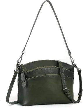 Leather Crossbody Bags for Women Genuine Leather Purses Satchel Shoulder Bag for Ladies with Two Strap