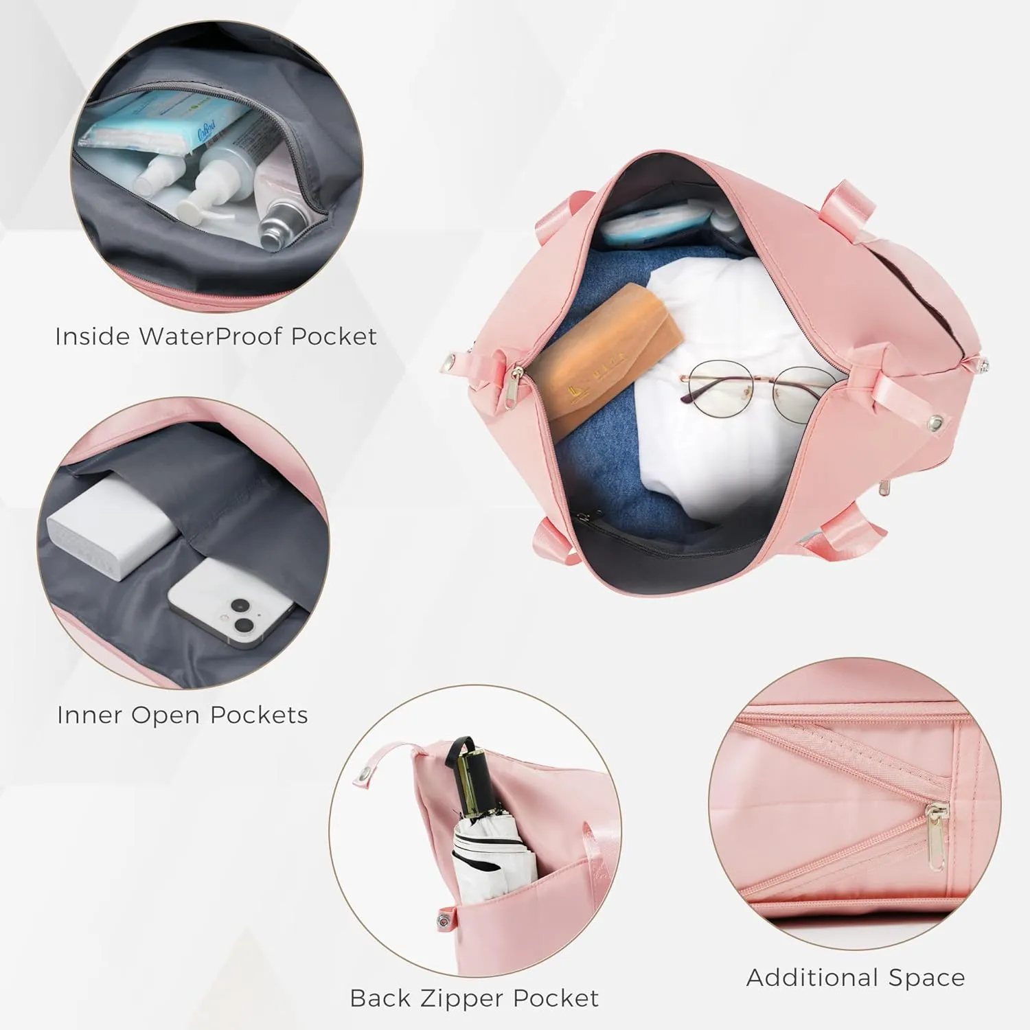Luggage 4 Piece Sets 20/24/28" with Travel Bag Hardshell Travel SuitcaseS,Four Multi-Directional Wheels Suitcase with TSA Lock Rolling Suitcase Material ABS (Pink)