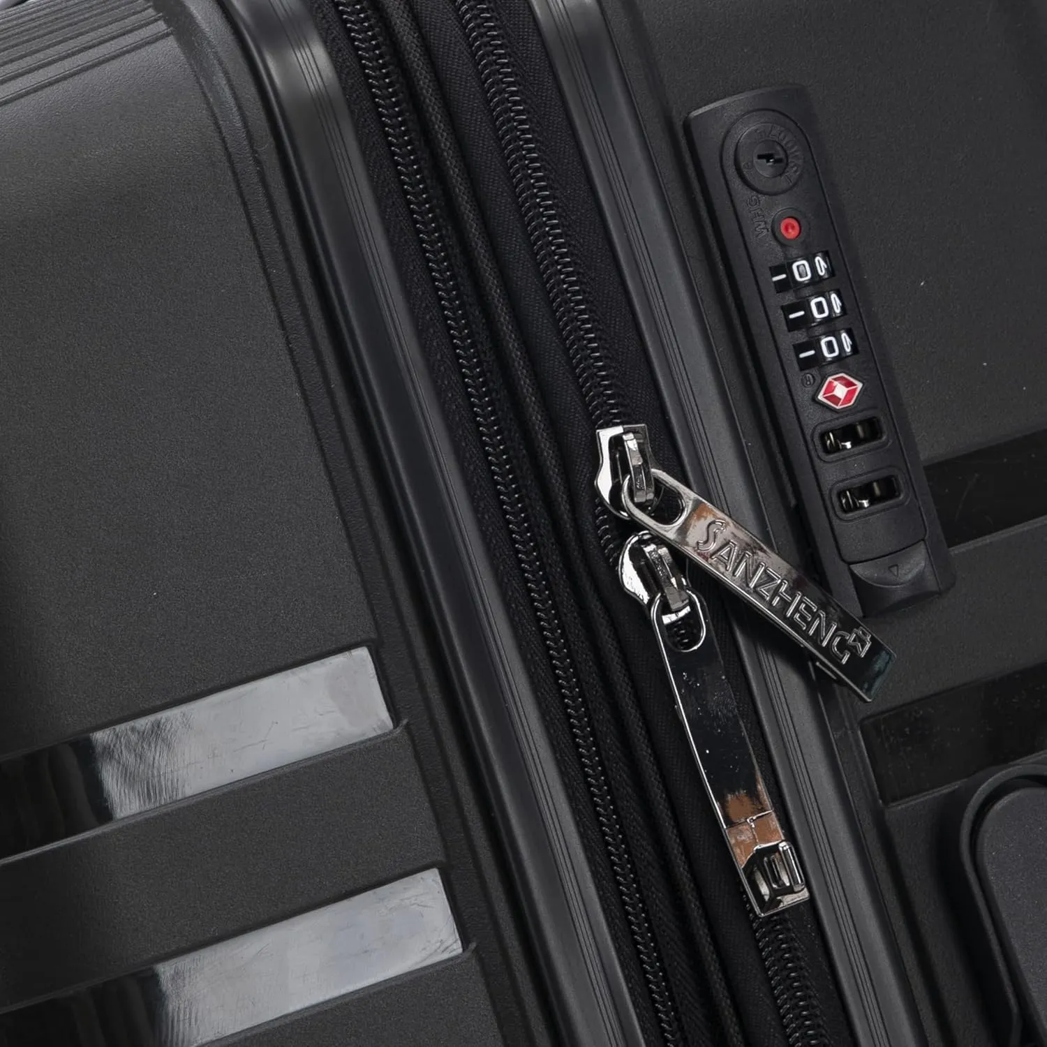 Luggage Set 3 Piece 100% PP Heavy Duty Hardside Expandable Suitcase Set with TSA Lock Double Spinner Wheels (Black, 6 Piece Set)