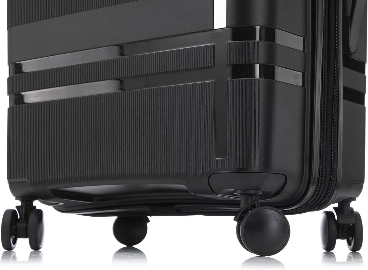 Luggage Set 3 Piece 100% PP Heavy Duty Hardside Expandable Suitcase Set with TSA Lock Double Spinner Wheels (Black, 6 Piece Set)