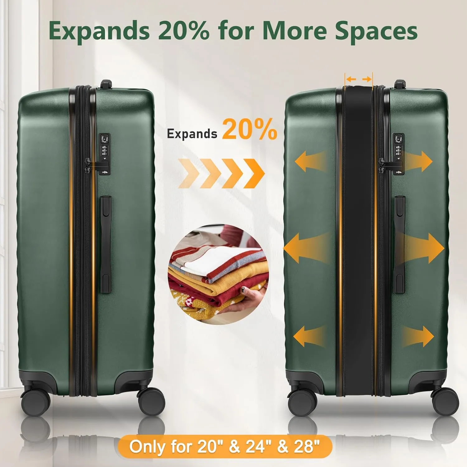Luggage Sets 4 Pieces Suitcase with Spinner Wheels TSA Lock, Durable Lightweight Travel Luggages with USB Port, Hardside Carry On Suitcase Set for Men Women, 14" 20" 24" 28"