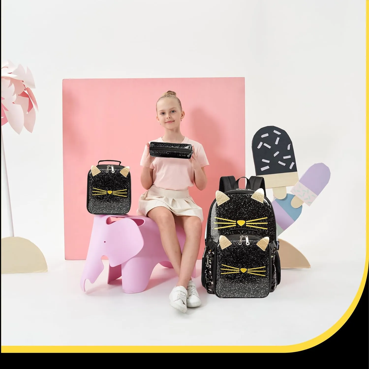 Meetbelify Backpack for Girls Backpacks for Elementary Preschool Students Kids School Cute Backpack with Lunch Box