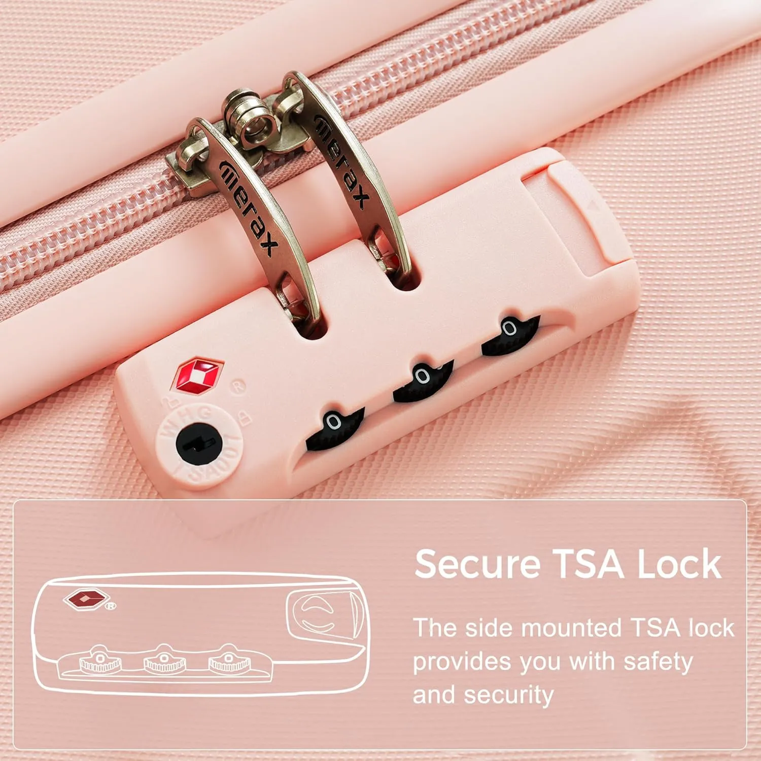 Merax ABS Hardshell Luggage Spinner Wheel TSA Lock Suitcases, Pink, 5-Piece Set