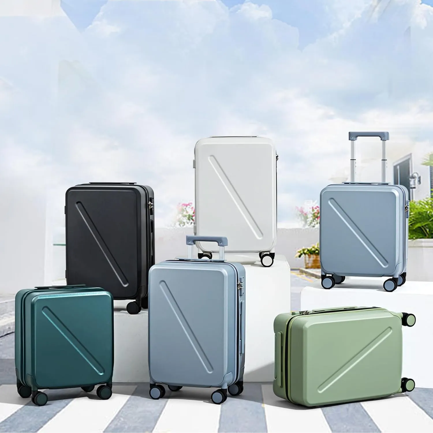MILADA Checked Luggage, 24 Inch Suitcases With Wheels Hardshell, TSA Approved Luggage Medium Suitcase, Checked Bag Travel Luggage For Business And Shopping, Smoke White