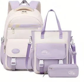 Mildame Backpacks for Girls Set, Aesthetic Backpack for Teens, Lightweight Classic Backpack for Kids, 3Pcs Boys Girls Bookbags with Cute Pendant