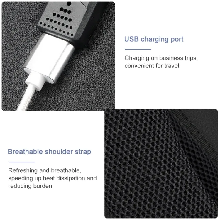 OUMANTU 9003 Business Laptop Bag Oxford Cloth Large Capacity Backpack with External USB Port(Black)