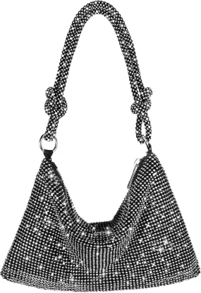 Rhinestone Purse Sparkly Evening bag Silver Clutch Purses for Women Evening, Cross Body Handbags for Party Prom Club Wedding